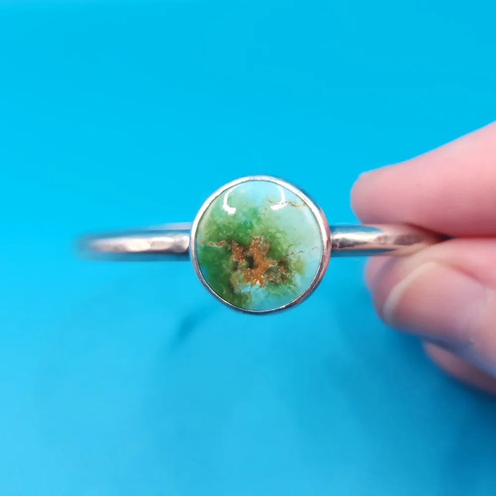 Turquoise Stone Sterling Silver Cuff - Picture 3 of 6
